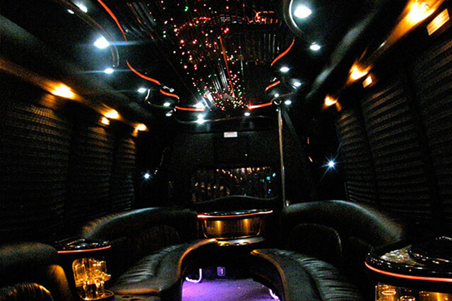 Luxury interior of a 30 passenger party bus